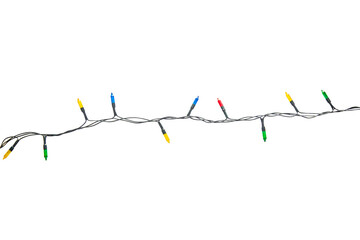 string of christmas lights isolated on transparent background.