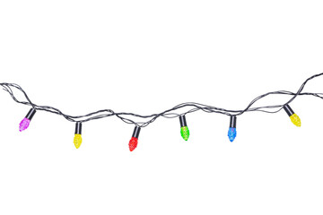 Wall Mural - string of christmas lights isolated on transparent background.