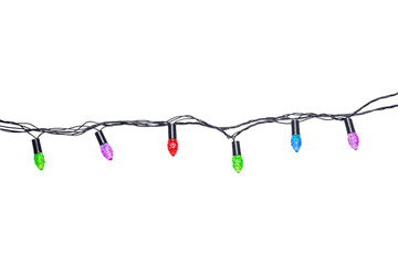 Wall Mural - string of christmas lights isolated on transparent background.