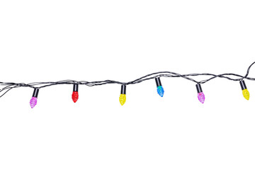 Wall Mural - string of christmas lights isolated on transparent background.