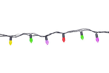 Wall Mural - string of christmas lights isolated on transparent background.