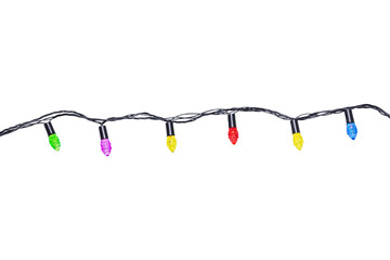 Wall Mural - string of christmas lights isolated on transparent background.