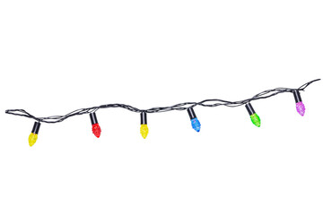 Wall Mural - string of christmas lights isolated on transparent background.