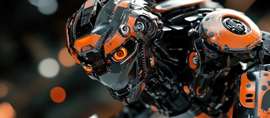 Poster - high resolution 3d rendering of a robotic warrior