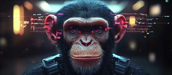 Poster - Joyful cyber monkey 3D illustration