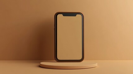 Poster - Brown mobile device on a minimalist surface
