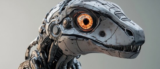 Poster - 3D illustration of a velociraptor inspired robot portrait