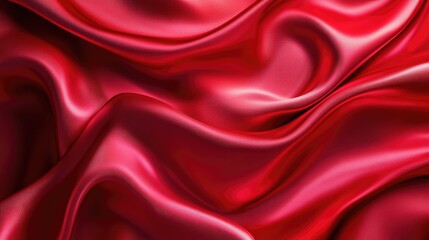 Poster - Silky red satin fabric with elegant waves creates an abstract luxurious backdrop perfect for celebrations events invitations and high end advertising Premium and fancy design