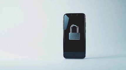 Poster - 3D rendered image of a locked mobile phone set against a plain white backdrop