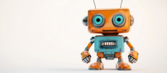Poster - Angry vintage robot illustration on a white background 3D design