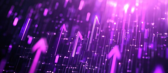 Poster - Dynamic purple arrows ascending in a polygonal grid featuring a sleek and modern design