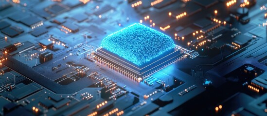 Aufkleber - Concept of Artificial Intelligence with an AI chip integrated on a PCB board showcasing advanced technology in computing