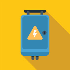 Poster - electrical panel showing high voltage sign with yellow triangle on yellow background