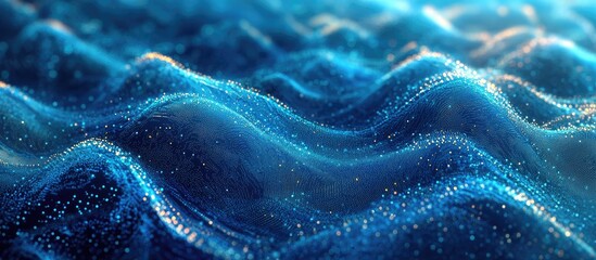 Aufkleber - Blue wave light gradient texture background Abstract representation of AI technology and big data in a digital format 3D rendering