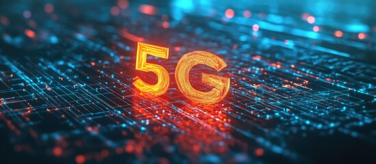 Poster - 3D rendering of a 5G network and connection