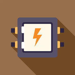 Poster - electrical box with wires providing power with a long shadow on a brown background