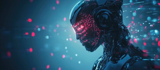 Poster - Neural network and AI concept featuring a smart robot chatbot representing advanced technology
