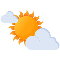 sunny day with fluffy clouds, weather icon