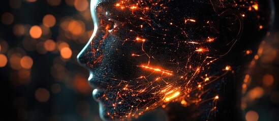 Poster - Futuristic synthetic profile image 3D visualization