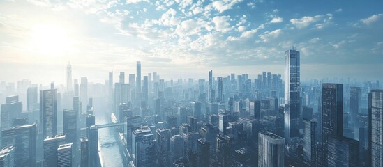 Poster - Contemporary urban skyline featuring integrated communication networks and smart city innovations