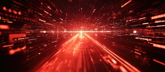 Poster - Vibrant red 5G internet background representing web speed and innovation 3D rendering visualization