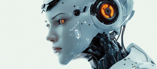 Poster - 3D rendered portrait of a sci fi robot in a bright realistic style A stunning and vibrant modern futuristic illustration
