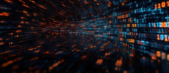 Aufkleber - Binary Code Representation and Futuristic Design on Dark Background