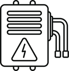 Poster - simple line art illustration of a fuse box being connected with wires, isolated on a white backgroun