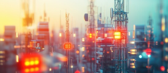 Poster - 5G towers advanced mobile communication systems Wi Fi and telecom antennas Next gen standards signal transmission methods and high speed mobile internet connectivity