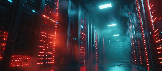 Poster - POP3 protocol Standard internet communication framework depicted on a data center backdrop
