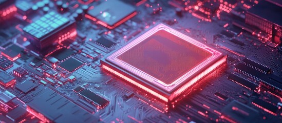 Aufkleber - AI chip on a circuit board with a data center backdrop