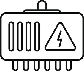 Poster - electric fuse box with high voltage sign showing danger icon, line vector illustration