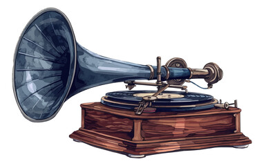 Wall Mural - An isolated vector of a classic gramophone.