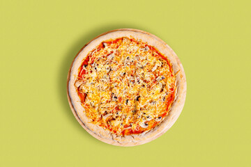 Pizza top view isolated