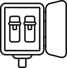 Poster - Open electric outdoor cabinet icon, outline style
