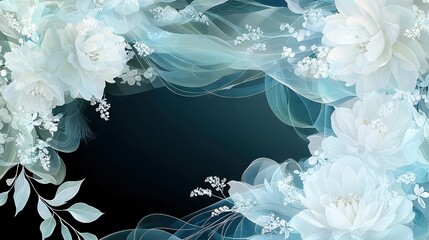   A black background with white flowers, a blue background with white flowers, a blue background with white flowers