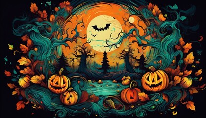 halloween background with pumpkins