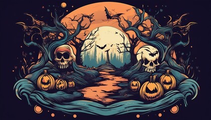 halloween background with pumpkins