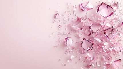 Poster -   A Pink Diamond Cluster on a Pink Background with Water Drops