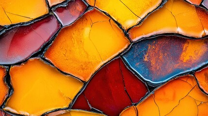 Wall Mural -   A close-up of a stained glass piece that resembles a mosaic