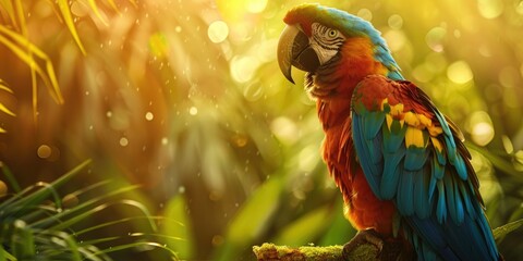 Poster - Parrot feeding on a fresh meal at dawn