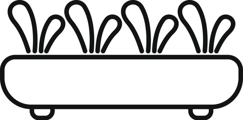 Sticker - Rectangular pot with grass growing in it drawn as a simple black and white line drawing