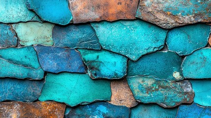 Wall Mural -   Close-up shot of a multi-colored metal and paint wall with weathered, patterned rust texture