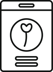 Poster - line icon of a smartphone with a stylized flower symbol on the screen, suggesting a delivery service