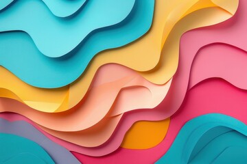 Aufkleber - a colorful abstract background with waves Abstract paper cut shapes creating a dynamic background
