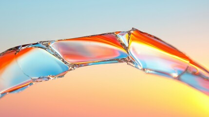 Canvas Print -   A close-up of a colorful object against a blue sky and a yellow background