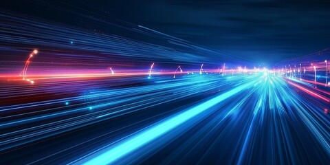 Poster - An Abstract View of Speed and Motion Through Neon Lights