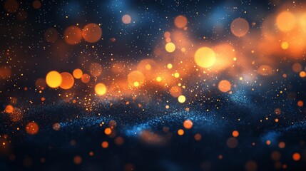 Poster - This is an artistic creation featuring a harmonious blend of blue and orange gradients, producing a vibrant and textured abstract effect, rich with captivating bokeh and glowing light elements