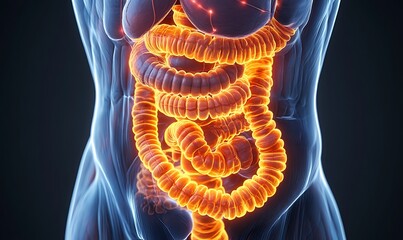 Wall Mural - Anatomy of the human body with digestive system. 3d illustration design