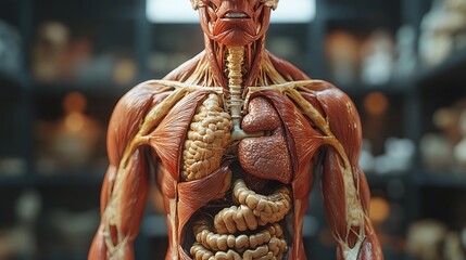 Wall Mural - Anatomy of the human body with digestive system. 3d illustration design